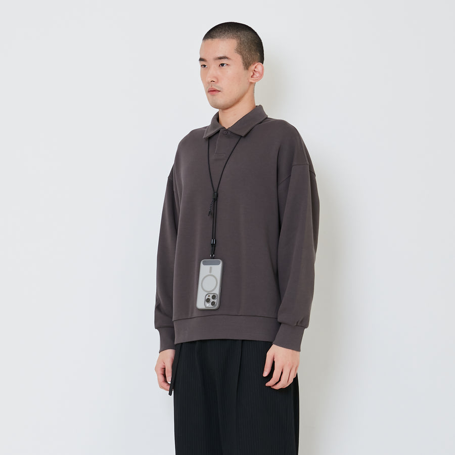 Men Oversized Polo Sweater - Grey - SM2412262C