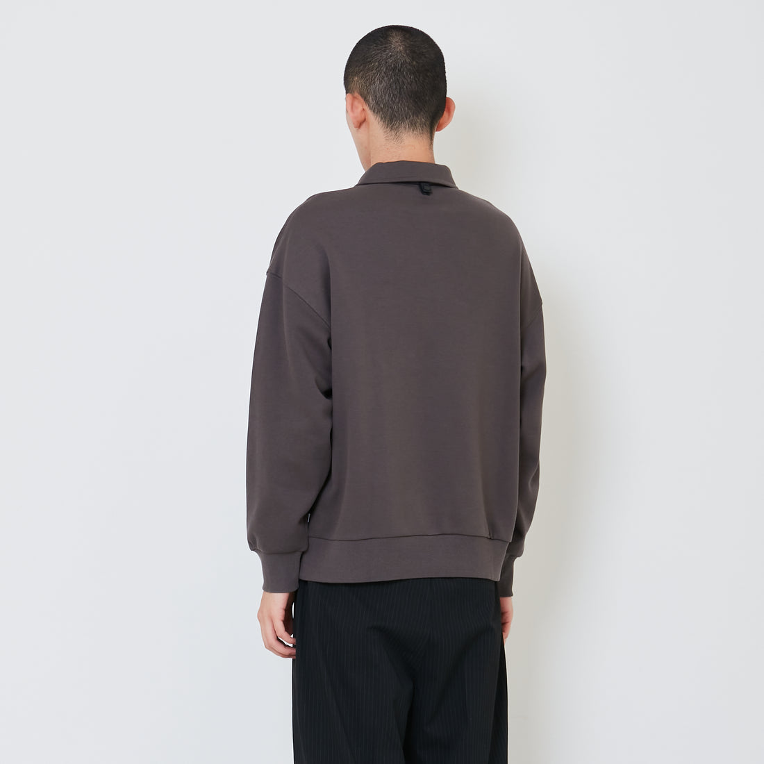 Men Oversized Polo Sweater - Grey - SM2412262C