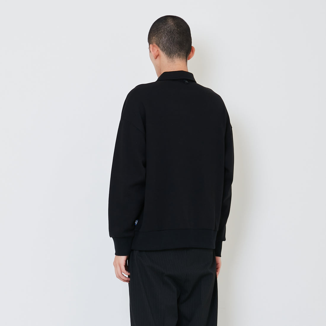 Men Oversized Polo Sweater - Black - SM2412262D