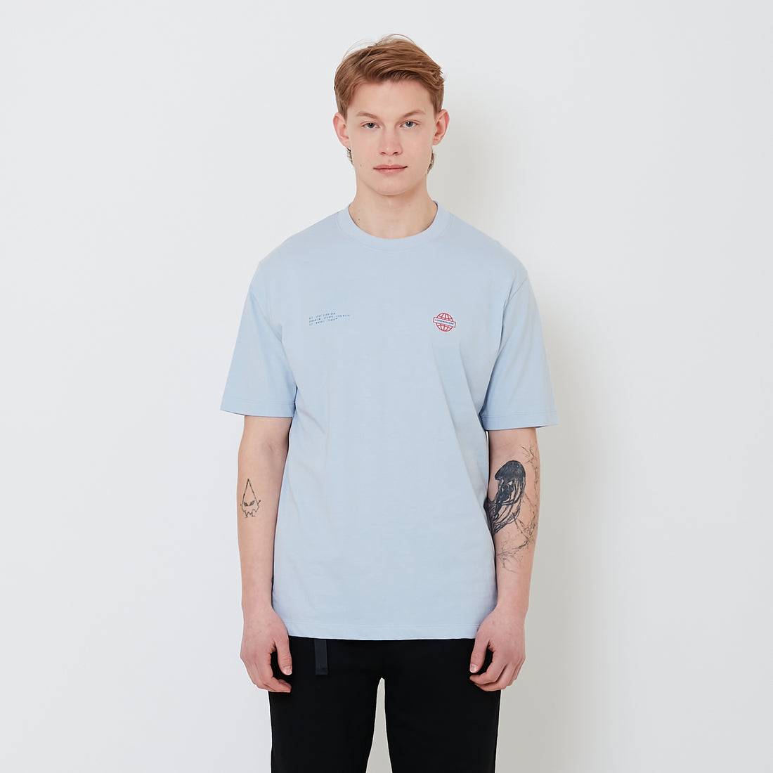 Men Graphic Tee - Light Blue - SM2412266C