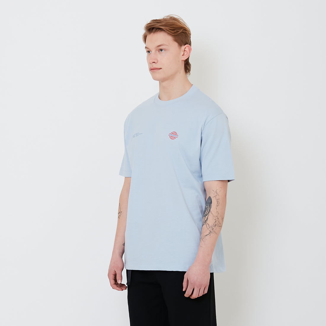 Men Graphic Tee - Light Blue - SM2412266C