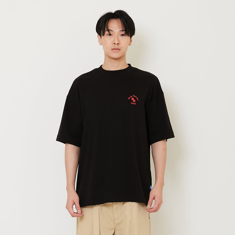 Men Printed Oversized Tee - Black - SM2412268C