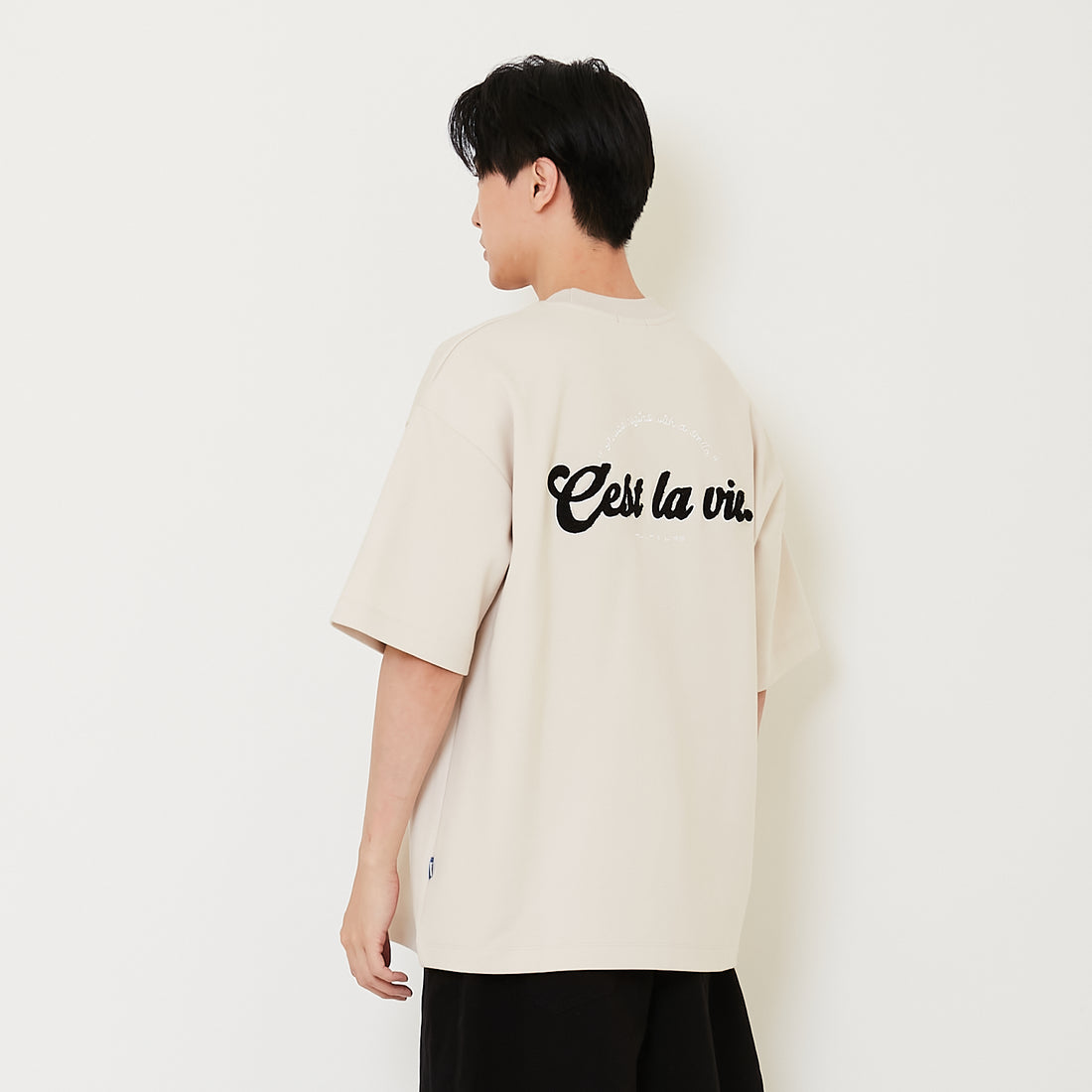 Men Embroidery Oversized Tee - Sand - SM2412269B