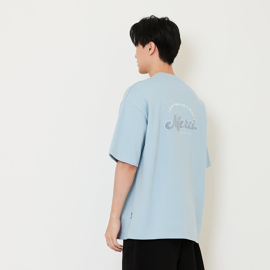 Men Embroidery Oversized Tee - Blue - SM2412269C