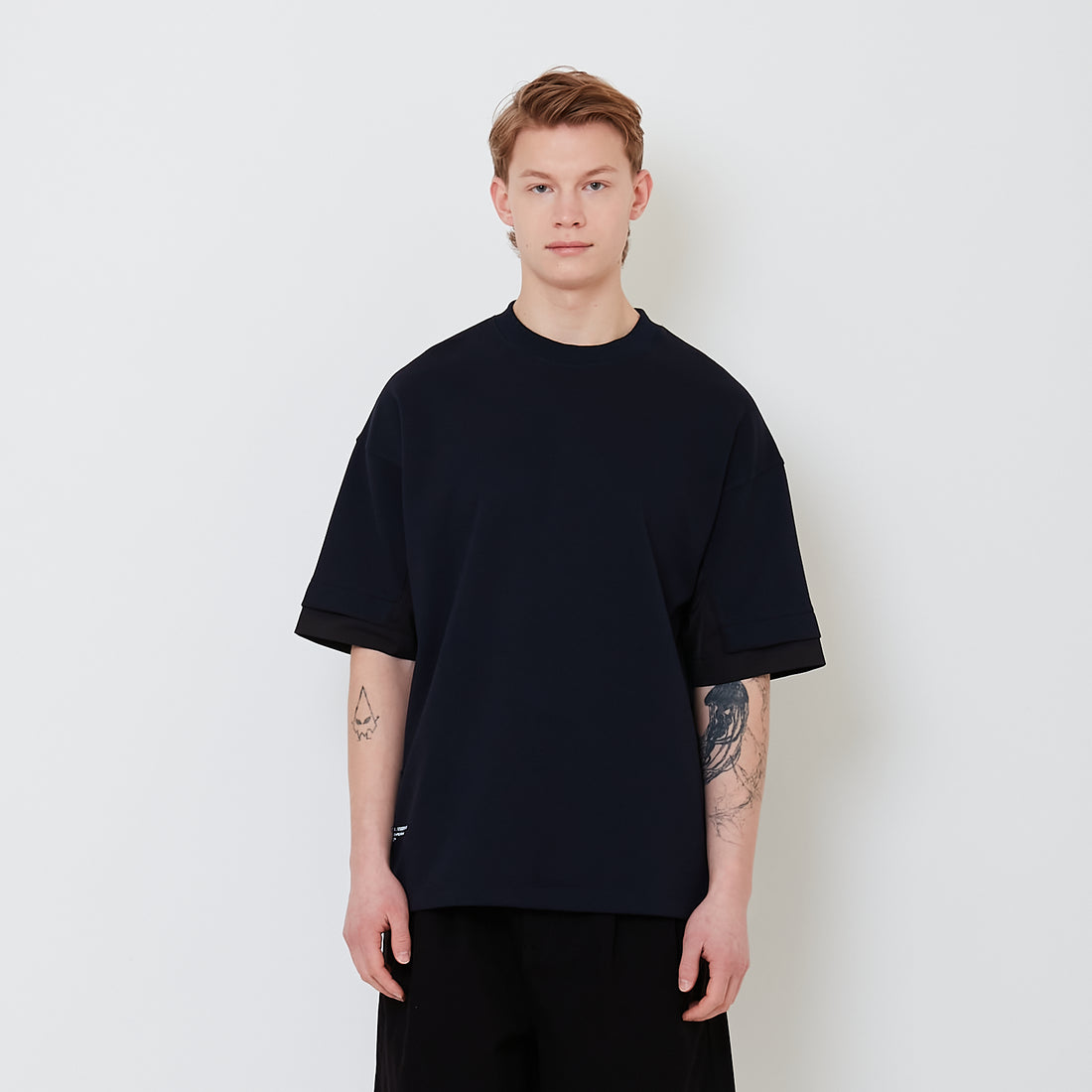 Men Hybrid Oversized Tee - Navy - SM2501009B