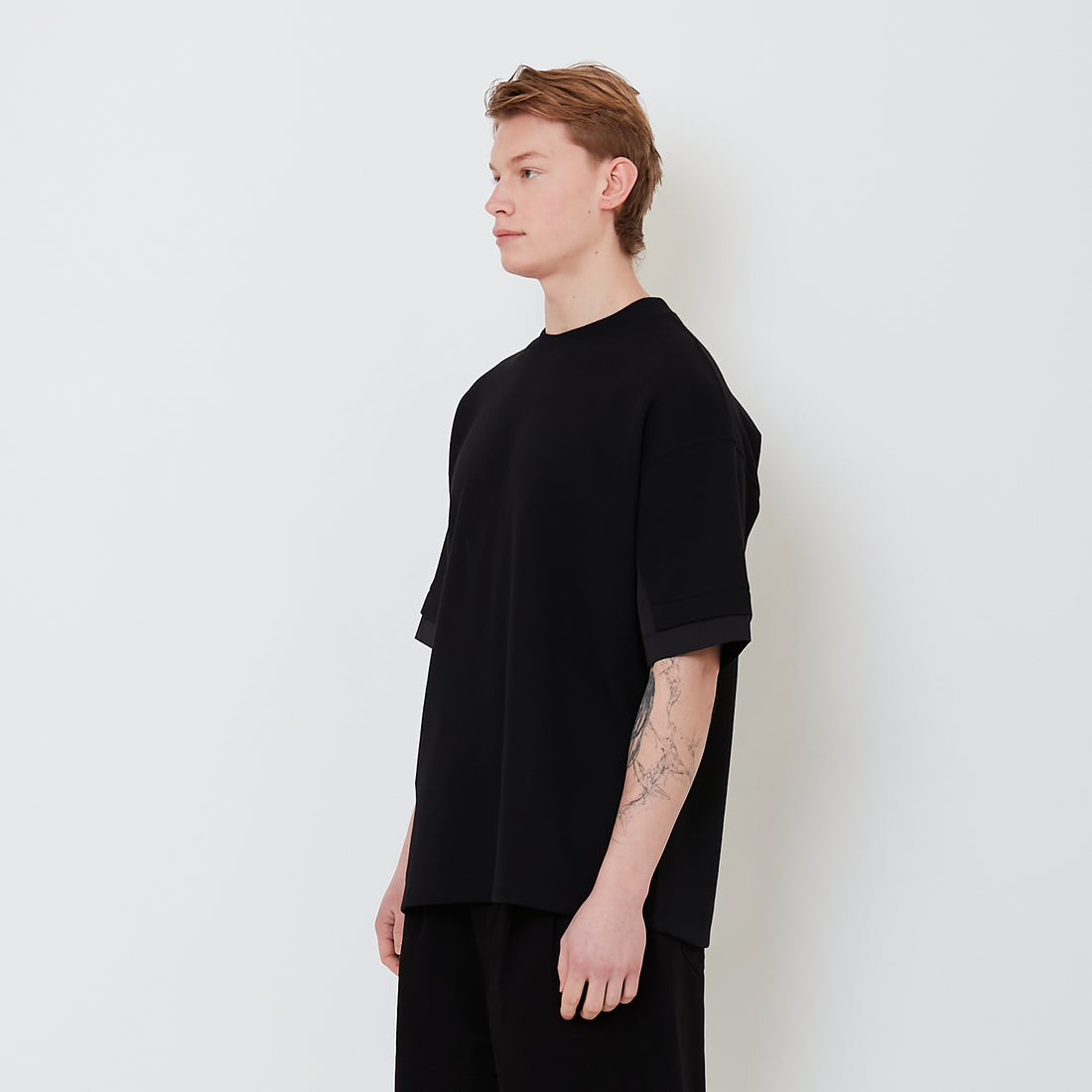 Men Hybrid Oversized Tee - Black - SM2501009C