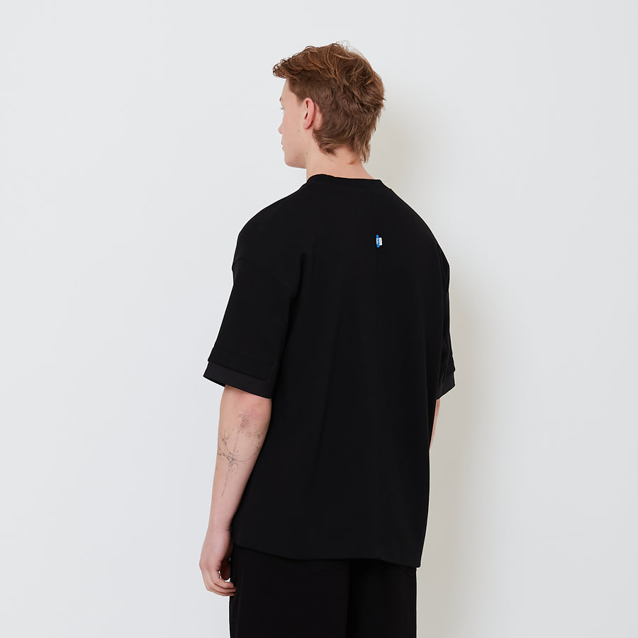 Men Hybrid Oversized Tee - Black - SM2501009C