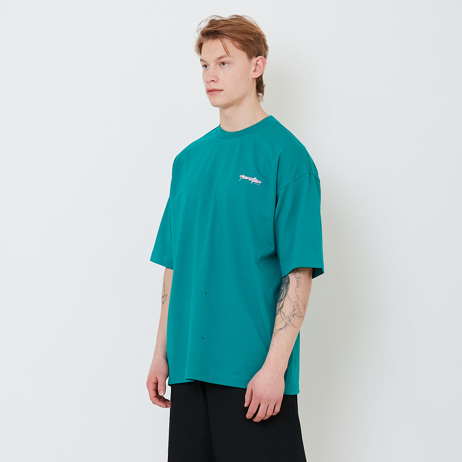 Men Printed Oversized Tee - Dark Green - SM2502030C