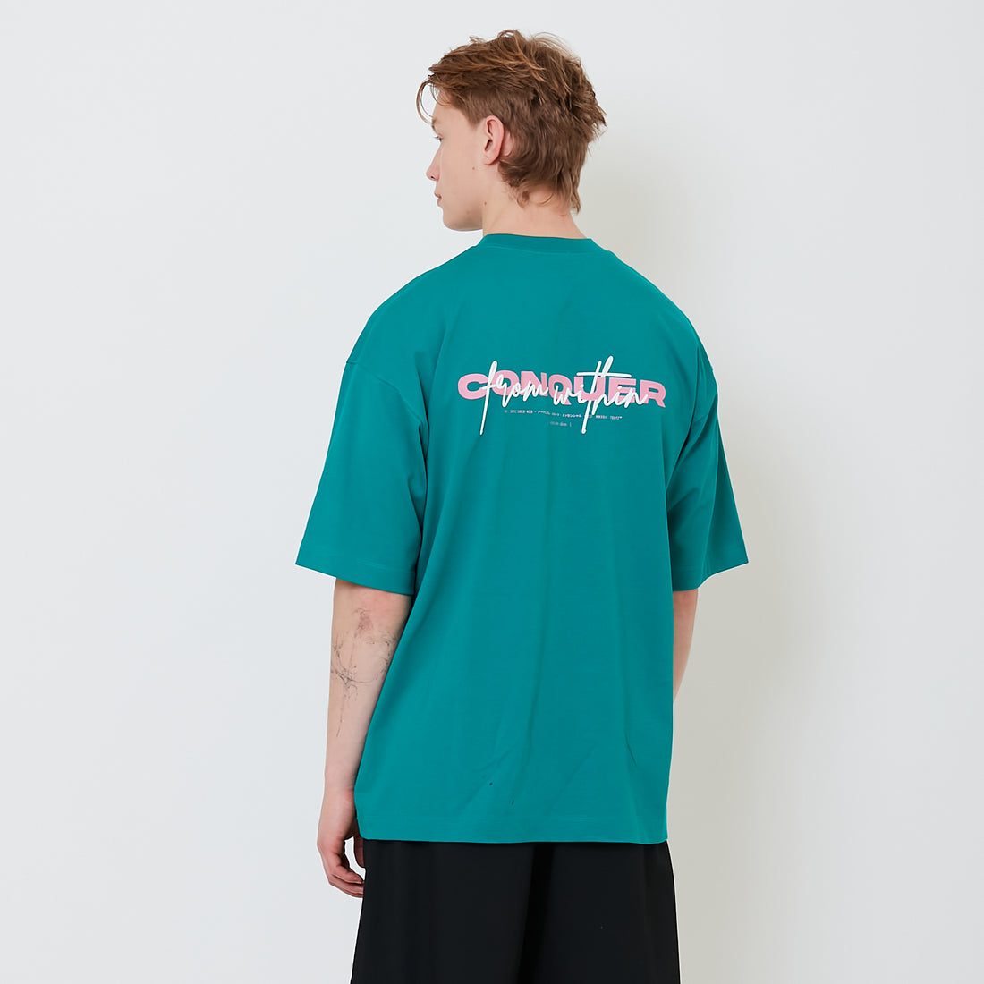 Men Printed Oversized Tee - Dark Green - SM2502030C