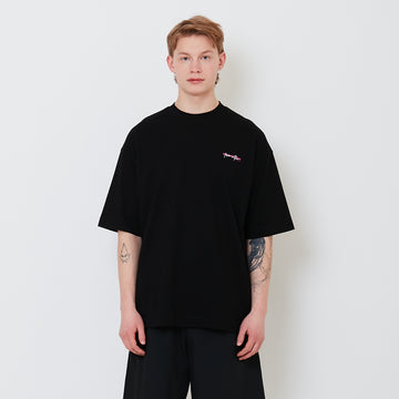 Men Printed Oversized Tee - Black - SM2502030D