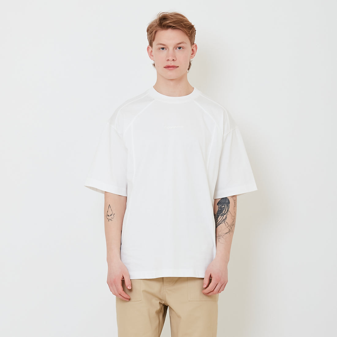 Men Printed Oversized Tee - Off White - SM2502031A