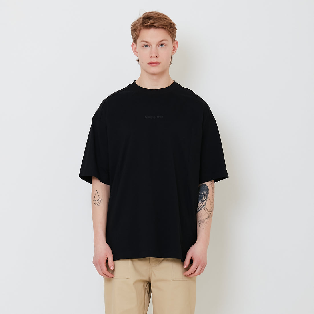 Men Printed Oversized Tee - Black - SM2502031C