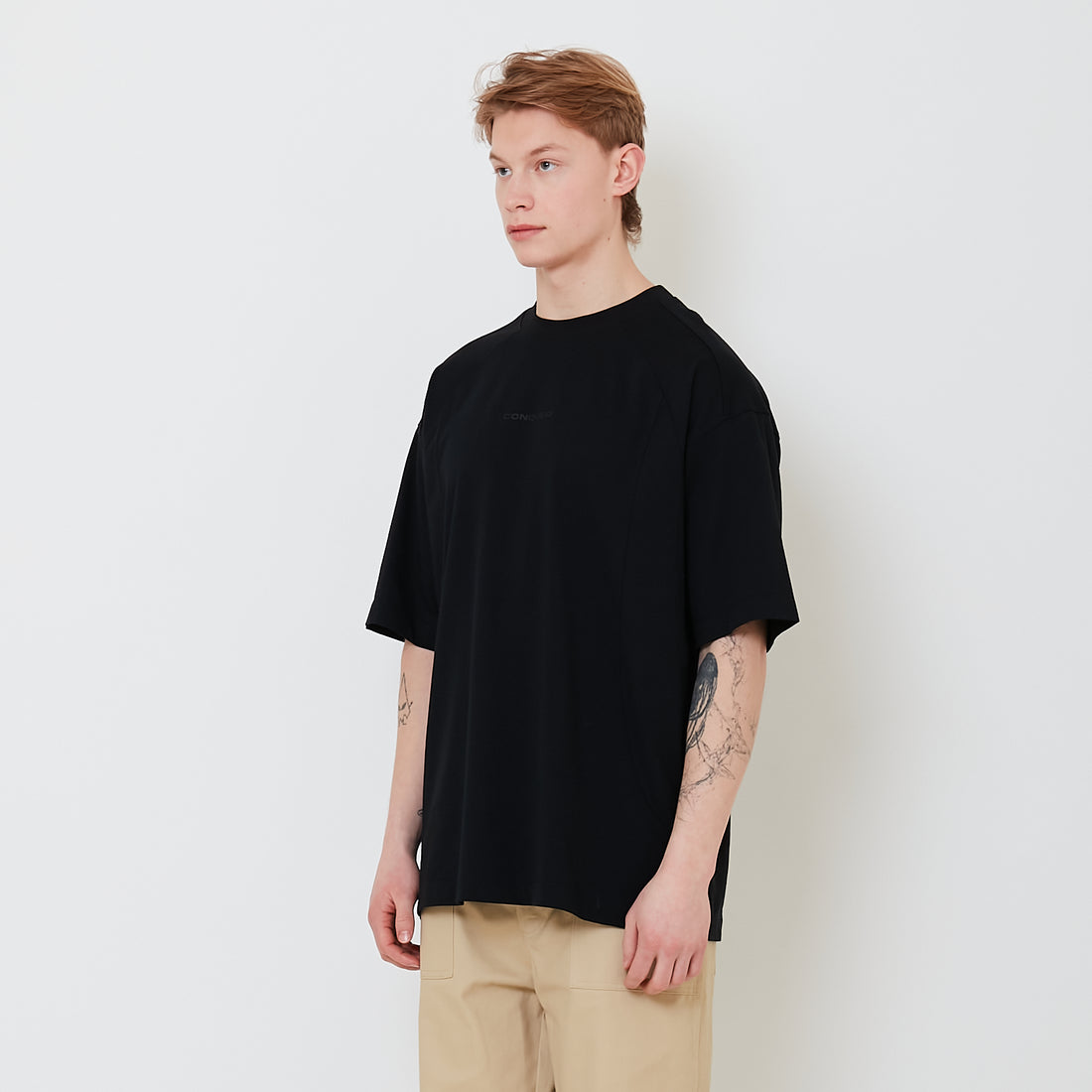 Men Printed Oversized Tee - Black - SM2502031C