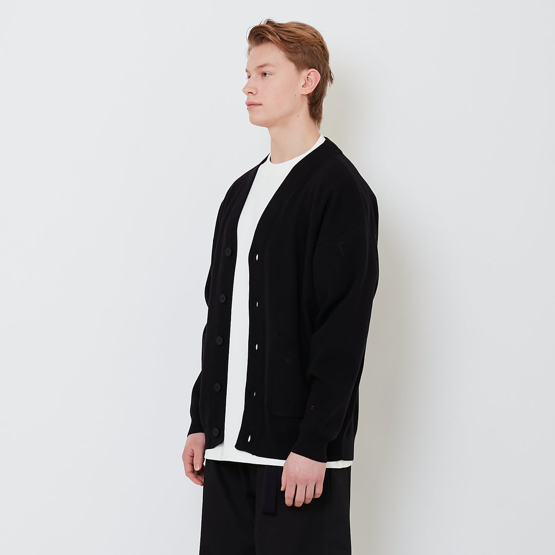 Men Oversized Cardigan - Black - SM2502037B