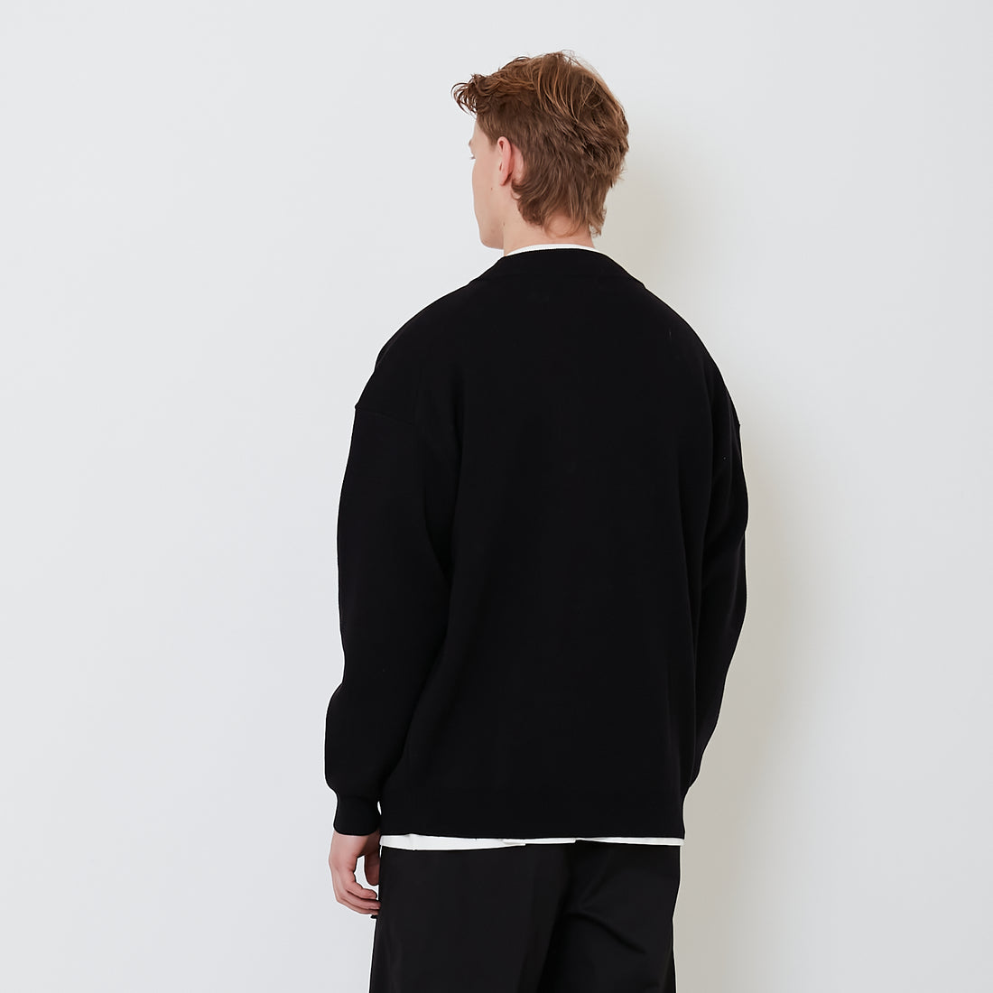 Men Oversized Cardigan - Black - SM2502037B