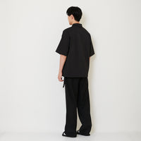 Men Barrel Leg Long Pants - Black - SM2502042B