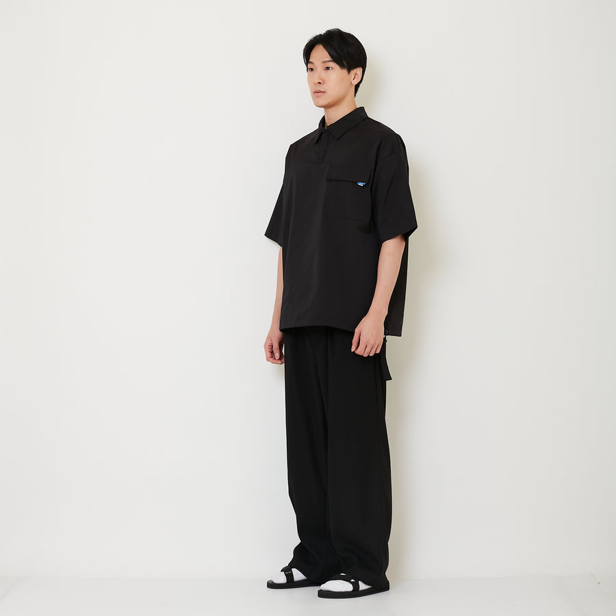 Men Barrel Leg Long Pants - Black - SM2502042B