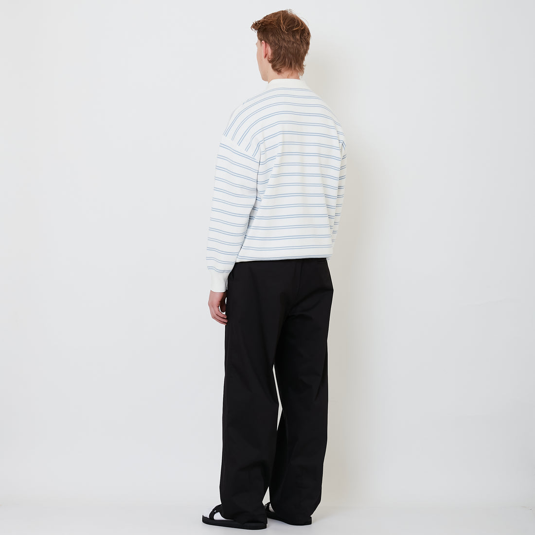 Men Barrel Leg Long Pants - Black - SM2502042B