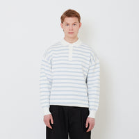 Men Oversized Polo Sweater - Light Blue - SM2503049A