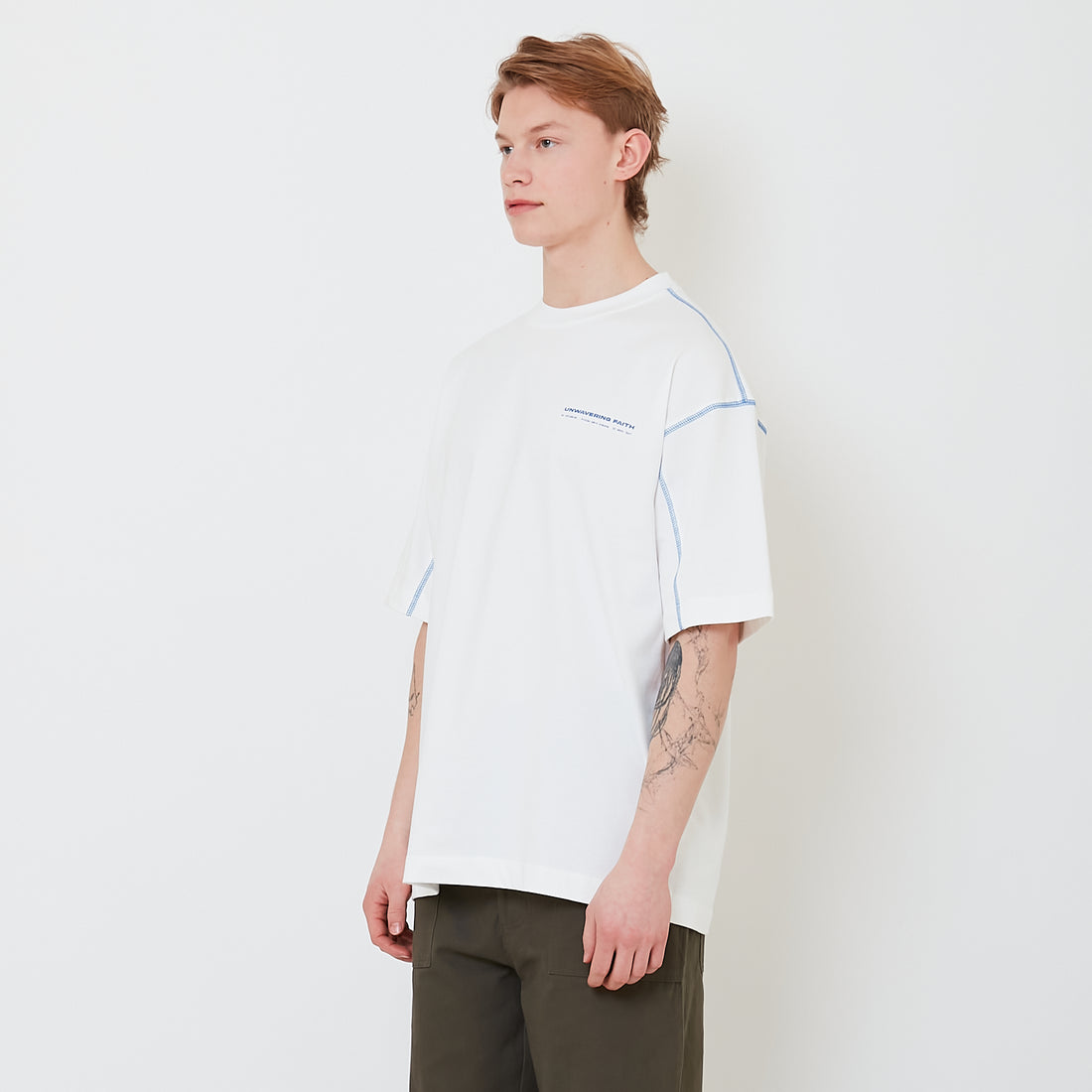 Men Printed Oversized Tee - Off White - SM2503053A