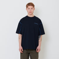 Men Printed Oversized Tee - Navy - SM2503053C