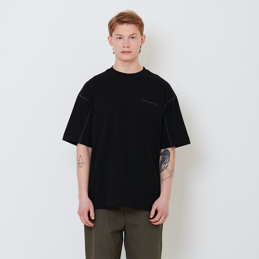 Men Printed Oversized Tee - Black - SM2503053D