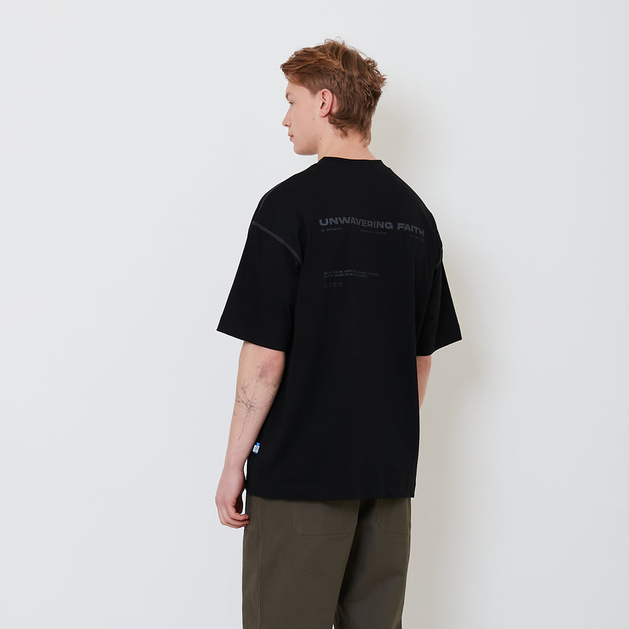 Men Printed Oversized Tee - Black - SM2503053D