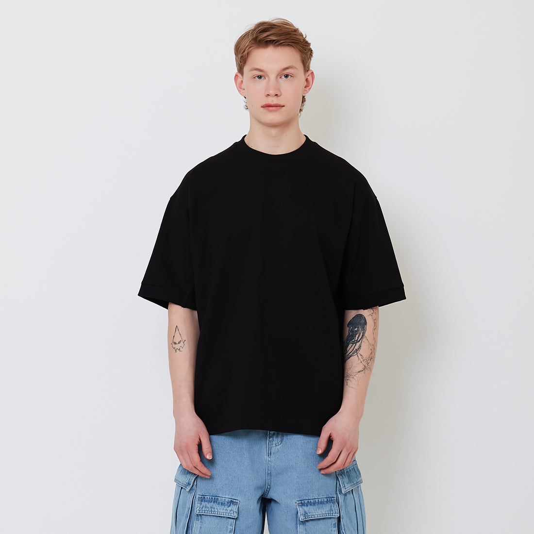 Men Oversized Tee - Black - SM2503058D