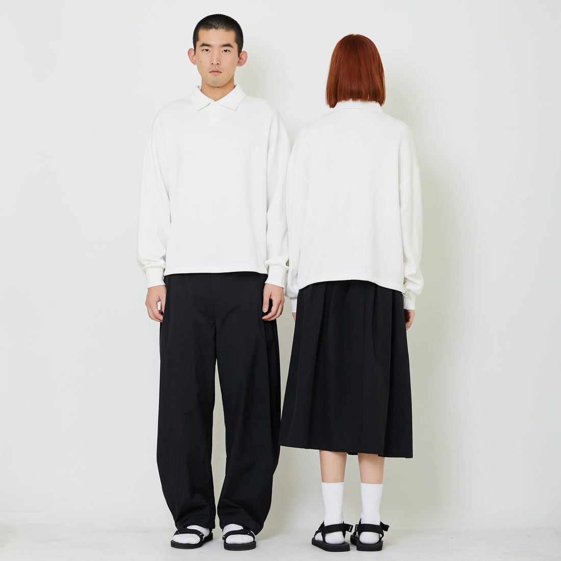 Adult Genderless Cropped Polo Sweater - Off White - SU2408002A