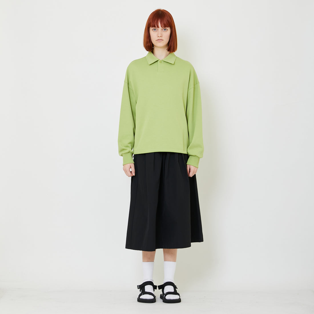 Adult Genderless Cropped Polo Sweater - Avocado - SU2408002B