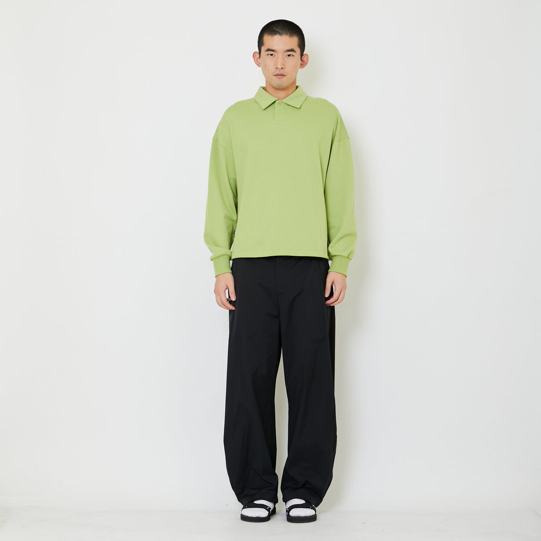 Adult Genderless Cropped Polo Sweater - Avocado - SU2408002B