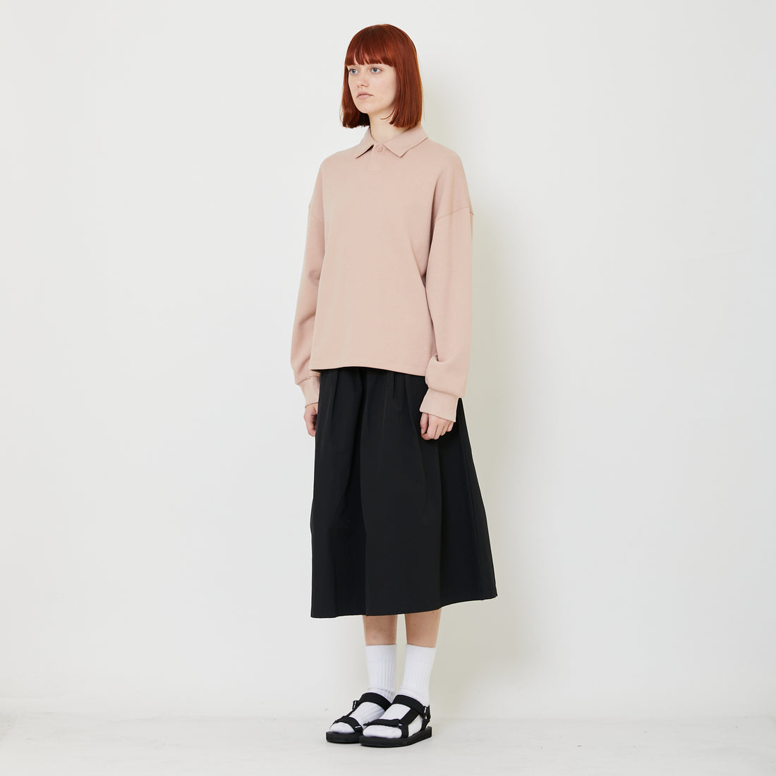 Adult Genderless Cropped Polo Sweater - Dusty Pink - SU2408002C