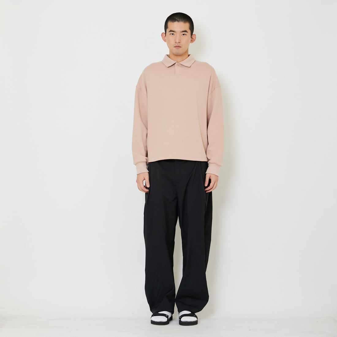 Adult Genderless Cropped Polo Sweater - Dusty Pink - SU2408002C