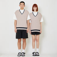 Adult Genderless Cable Knit Vest - Dusty Pink - SU2408003A