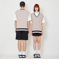 Adult Genderless Cable Knit Vest - Dusty Pink - SU2408003A