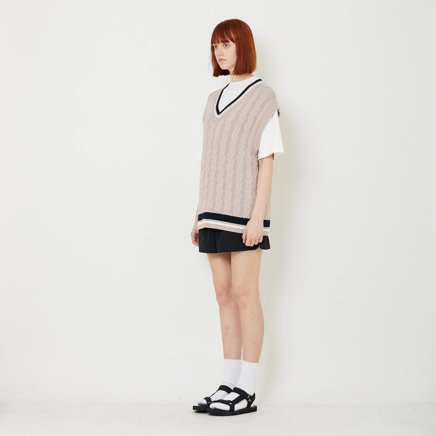 Adult Genderless Cable Knit Vest - Dusty Pink - SU2408003A