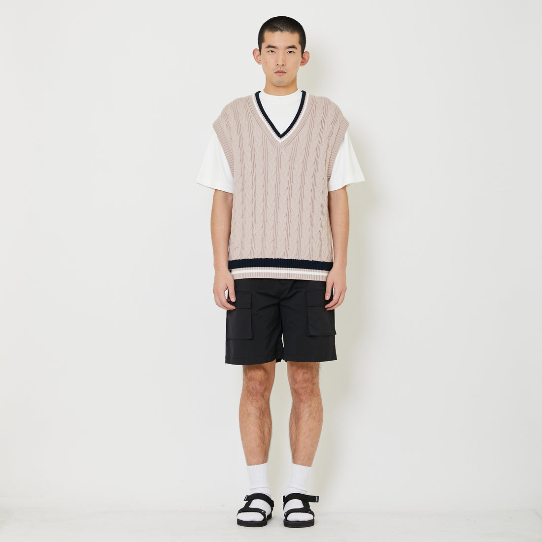 Adult Genderless Cable Knit Vest - Dusty Pink - SU2408003A