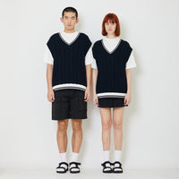 Adult Genderless Cable Knit Vest - Navy - SU2408003B