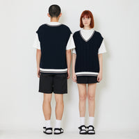 Adult Genderless Cable Knit Vest - Navy - SU2408003B