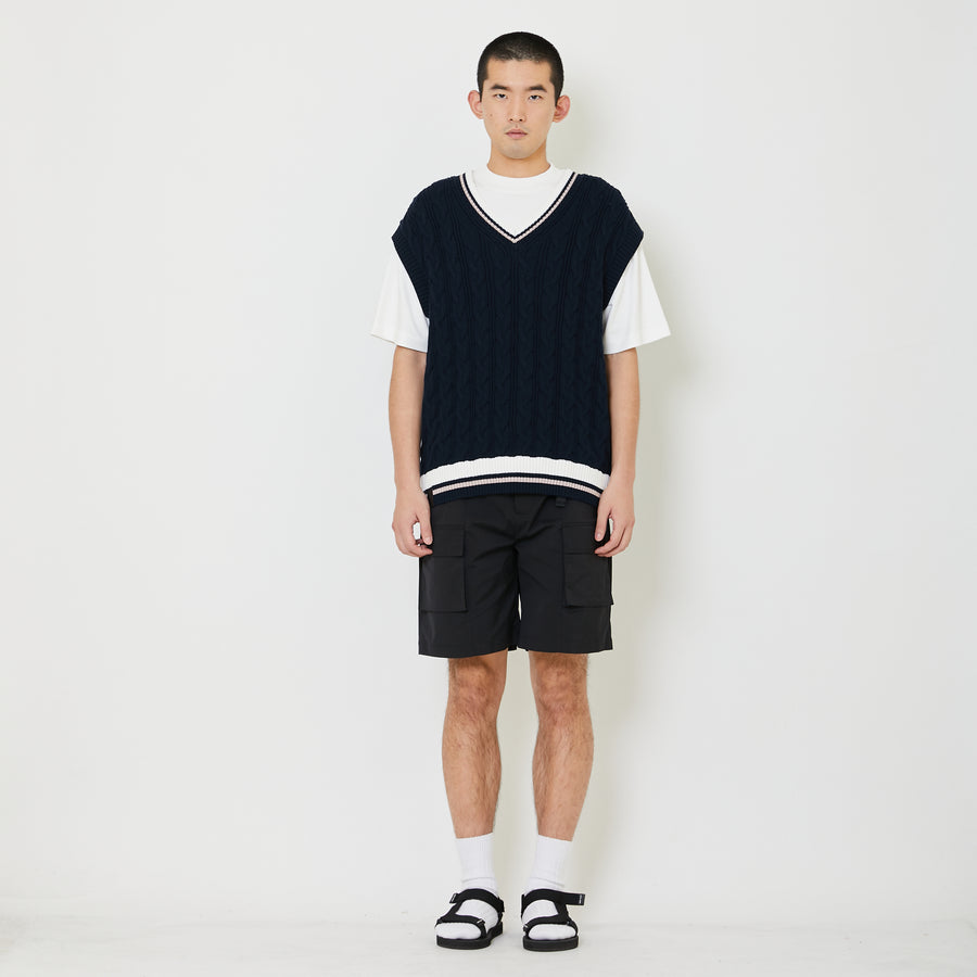 Adult Genderless Cable Knit Vest - Navy - SU2408003B