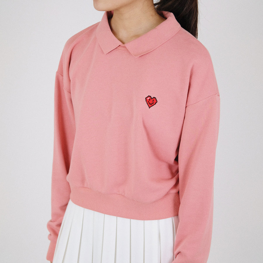 Women Polo Sweatshirt - Pink - SW2305062B