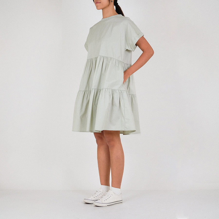 Women Tiered Dress - Light Green - SW2212579C