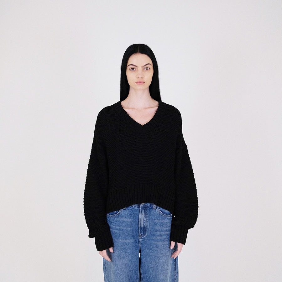 Women Oversized Sweater - Black - SW2311149B