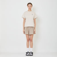 Women Pleated Shorts With Belt - Khaki - SW2401010A