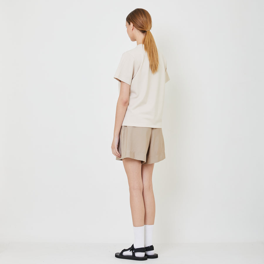 Women Pleated Shorts With Belt - Khaki - SW2401010A