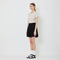 Women Pleated Shorts With Belt - Black - SW2401010D