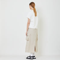 Women Nylon Maxi Skirt - Khaki - SW2401021C