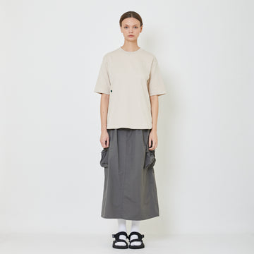 Women Nylon Maxi Skirt - Grey - SW2401021D