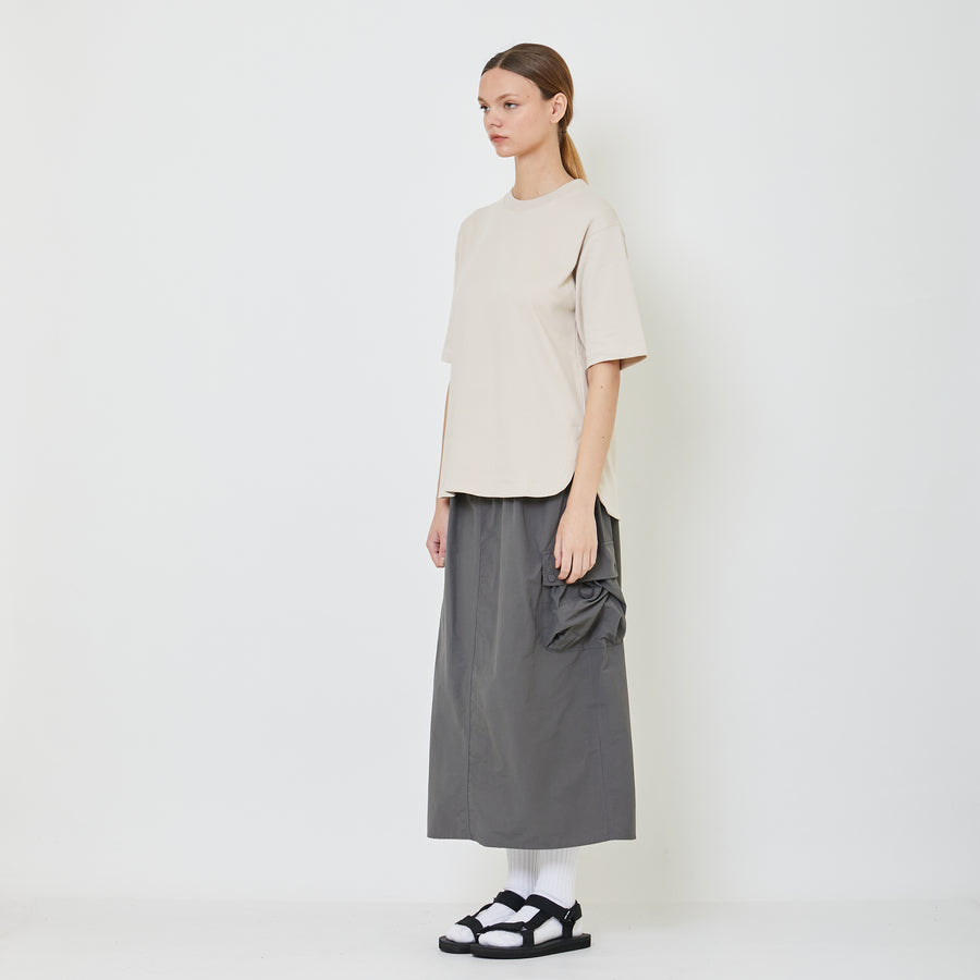 Women Nylon Maxi Skirt - Grey - SW2401021D