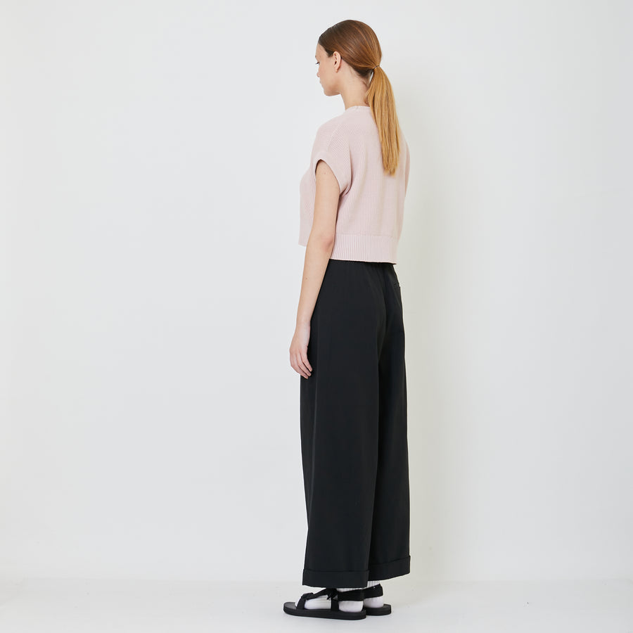 Women Pleated Wide-Leg Pants - Black - SW2402036B